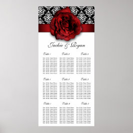 Rote Rose für Hochzeitsskartentafeln Poster