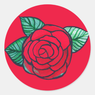 Rote Rose Gardeners Art Retro-Rose Runder Aufkleber