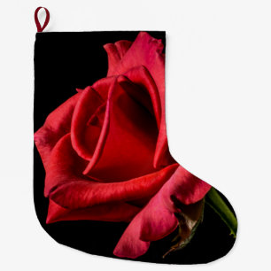 Rote Rose gegen schwarzen Hintergrund Großer Weihnachtsstrumpf