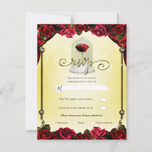 Rote Rose Gelbes Gold Prinzessin Glanz Party Antwo Einladung