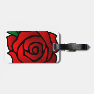 Rote Rose Gepäckanhänger mit Ledergurt