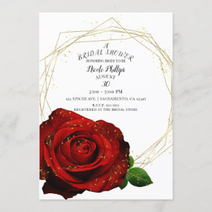 Rote Rose Gold Geometric Glam Brautparty Einladung