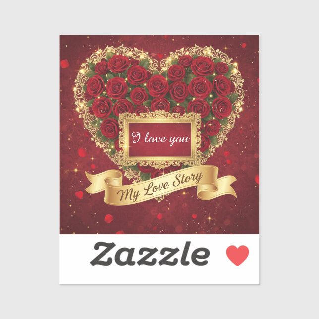 Rote Rose Gold Glitter Liebesgeschichte Aufkleber (Blatt)