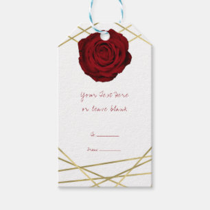 Rote Rose & Gold Lines Florenz Elegantes Gastgesch Geschenkanhänger