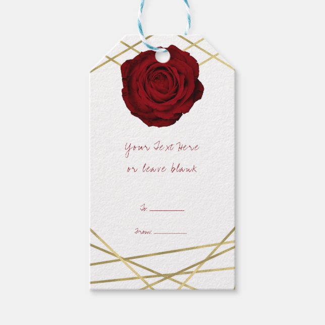 Rote Rose & Gold Lines Florenz Elegantes Gastgesch Geschenkanhänger (Vorderseite)