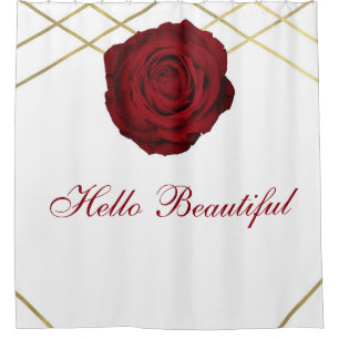 Rote Rose & Gold Linien Florenz Eleganter Stil Duschvorhang