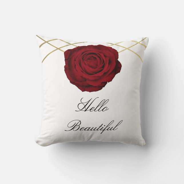 Rote Rose & Gold Linien Florenz Kissen (Vorderseite)