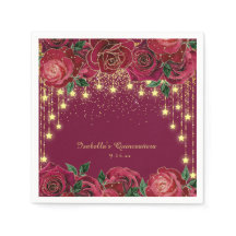 Rote Rose Gold String Light Stars Quinceñera