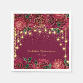 Rote Rose Gold String Light Stars Quinceñera Serviette