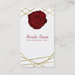 Rote Rose & Goldene Linien Florale Geometrische Gl Visitenkarte