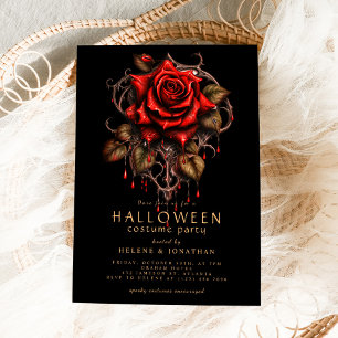Rote Rose Gothic Erwachsenen-Halloween-Party Einladung