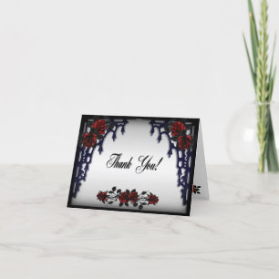 Rote Rose Gothic Hochzeit Eisentor Danksagung Dankeskarte
