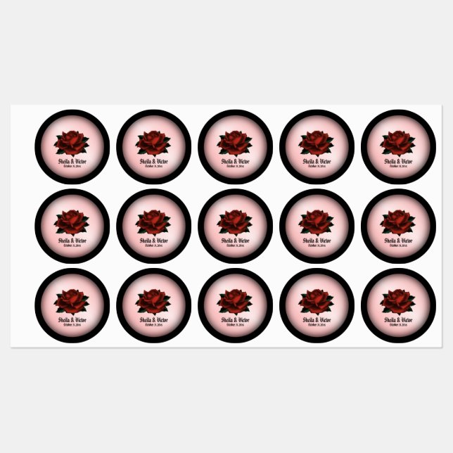 Rote Rose Gothic Wedding Personal Etiketten (Blatt)