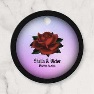 Rote Rose Gothic Wedding Personalisiert Lila Geschenkanhänger