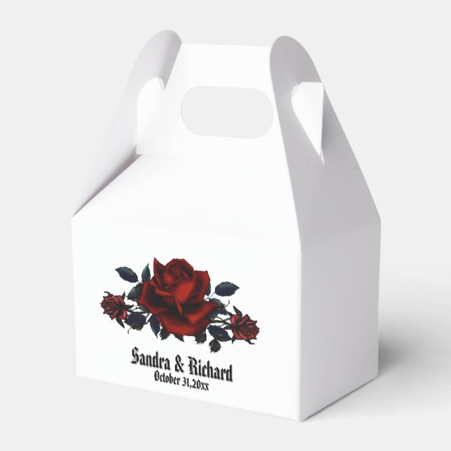 Rote Rose Gothic Wedding White Personal Geschenkschachtel (Vorderseite)