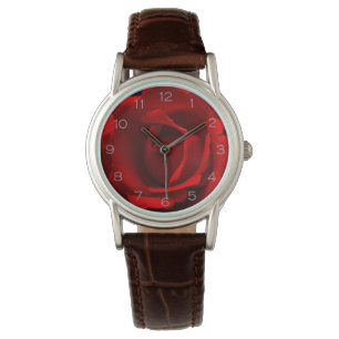 Rote Rose Gray Numbers wacna Armbanduhr