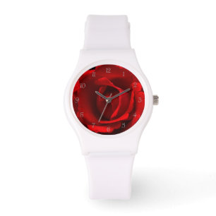 Rote Rose Gray Script Numbers Womens Watch cn Armbanduhr