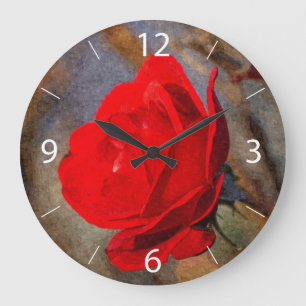 Rote Rose Große Wanduhr