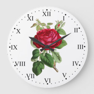 Rote Rose Große Wanduhr