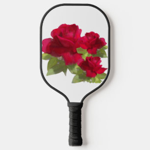 Rote Rose grün Blätter Weibchen Farbe: Schwarz Pickleball Schläger
