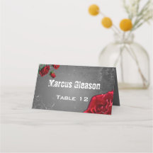 Rote Rose & Grunge Textured Wedding Platzkarte