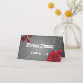 Rote Rose & Grunge Textured Wedding Platzkarte