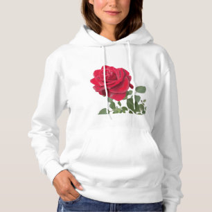 Rote Rose - handgestrichen Hoodie
