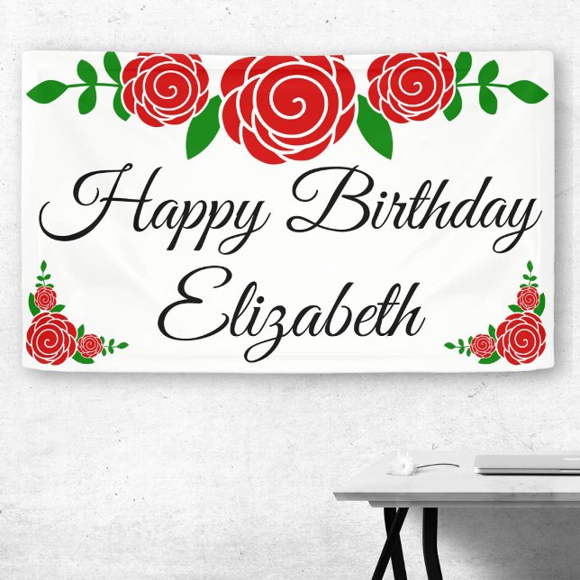 Rote Rose Happy Birthday Banner (Von Creator hochgeladen)