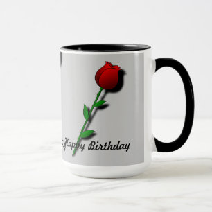 rote Rose "Happy Birthday" Tasse