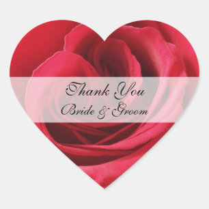Rote Rose Heart Wedding Vielen Dank Sticker