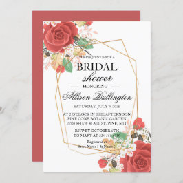 Rote Rose Herbst Brautparty Einladung