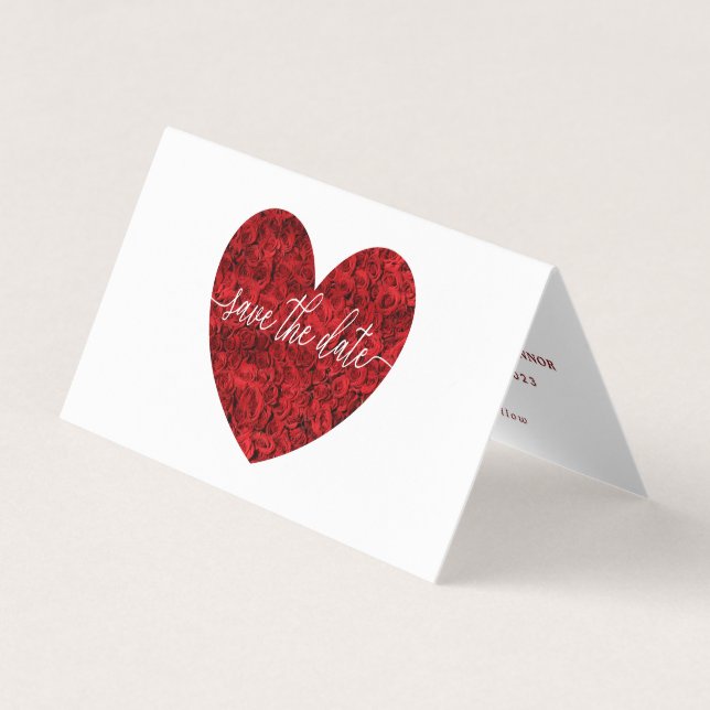 Rote Rose Herz, Foto Save the Date Karte (Vorderseite)
