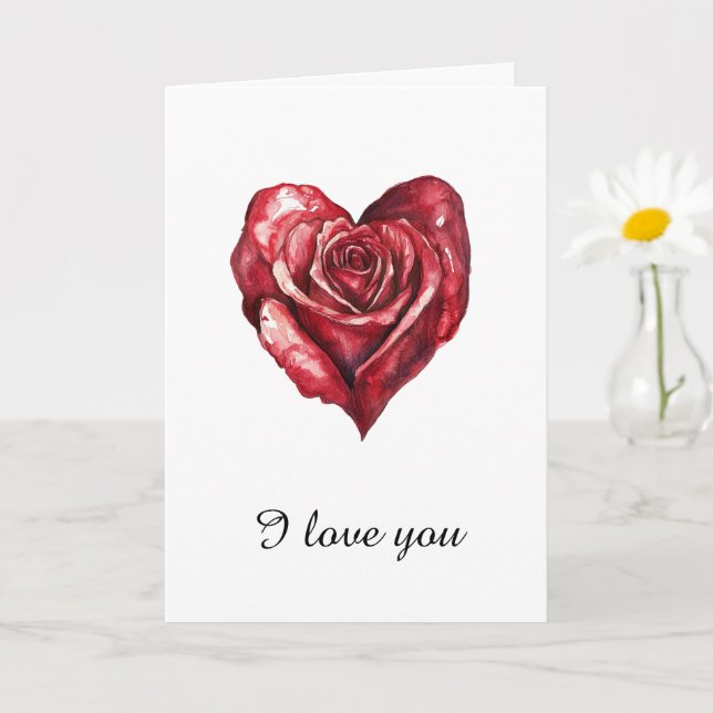 Rote Rose Herz Liebe Karte (Kleine Pflanze)