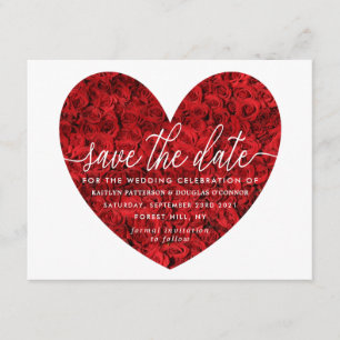 Rote Rose Herz Save the Date Begleitkarte