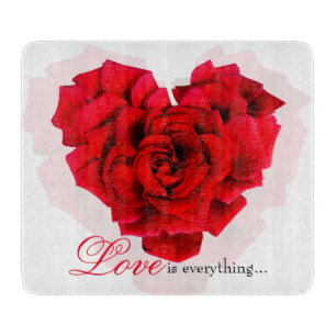 Rote Rose Herzform Liebe Glasschneider Schneidebrett
