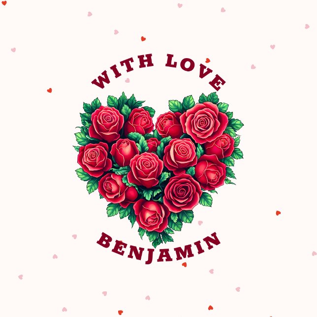 Rote Rose Herzform Liebe Valentine Runder Aufkleber (Von Creator hochgeladen)