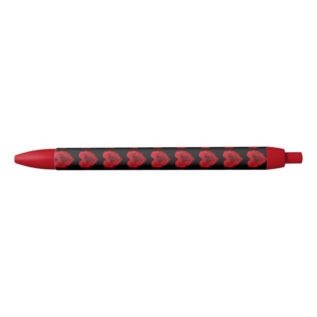 Rote Rose Herzform - Trimm Pen, schwarzer Tinte Kugelschreiber (Vorderseite)