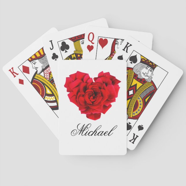 Rote Rose Herzförmige Liebe Klassische Spielkarten (Rückseite)