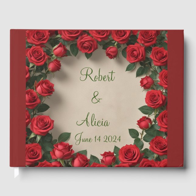Rote Rose Hochzeit Gästebuch (Vorderseite)