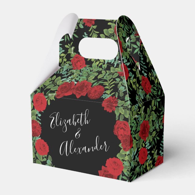Rote Rose Hochzeit Geschenkschachtel (Vorderseite)