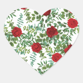 Rote Rose Hochzeit Herz-Aufkleber