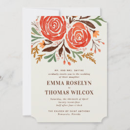 Rote Rose Hochzeit im Herbst Einladung