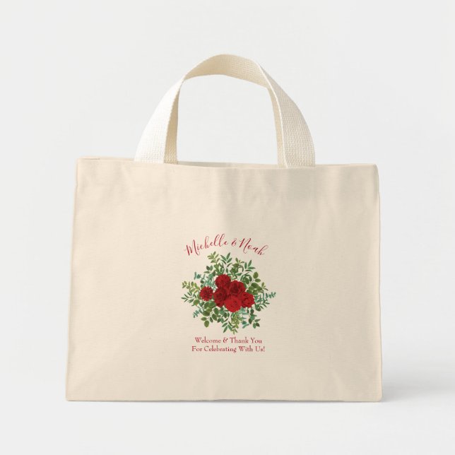 Rote Rose Hochzeit Mini Stoffbeutel (Vorne)
