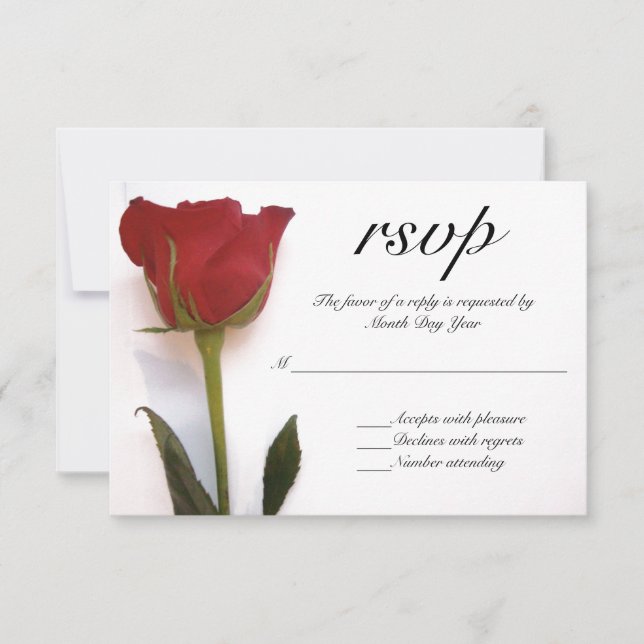 Rote Rose Hochzeit RSVP Karte (Vorderseite)