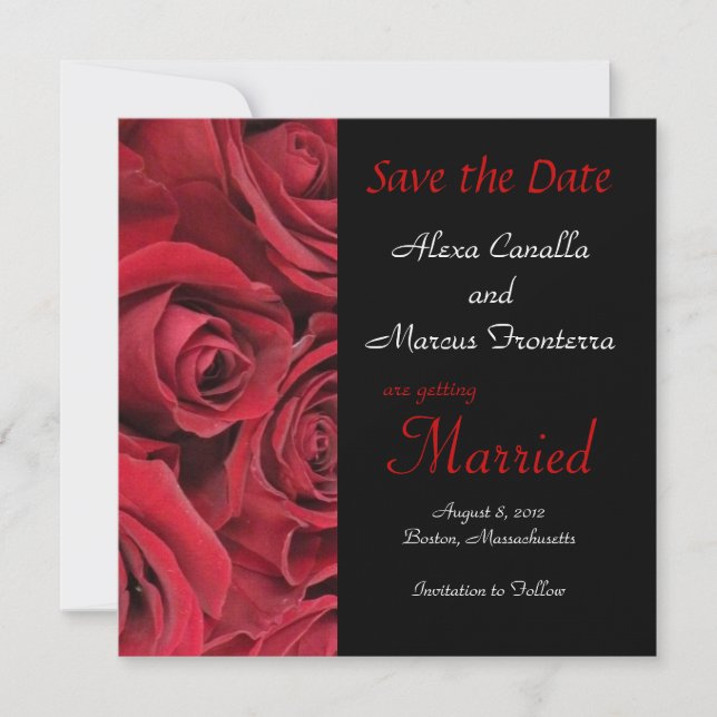 Rote Rose Hochzeit Sichern Sie die Datumsankündigu Save The Date (Vorderseite)