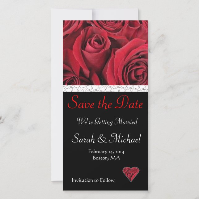 Rote Rose Hochzeit Speichern Sie die Datumskarte Save The Date (Vorderseite)