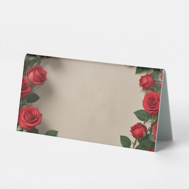 Rote Rose Hochzeit Tischaufsteller (Vorderseite)