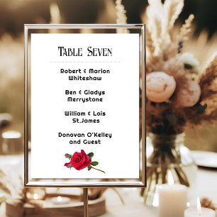 Rote Rose Hochzeit Tischnummer Namensliste Karte