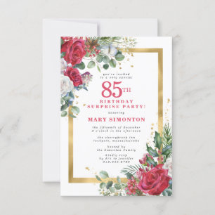 Rote Rose Holly 85. Surprsie Party Einladung