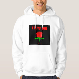 Rote Rose I Liebe Ihr männlicher weißer Pullover
